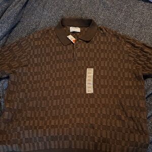Old Navy Men's Brown Checkerboard Polo